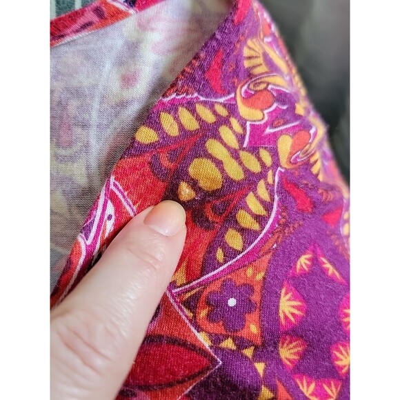 Soft Surroundings Maxi Dress Short Sleeve Pink Red Boho V-Neck Size Large Petite - Picture 14 of 14